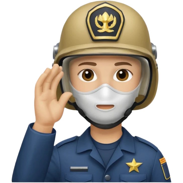Soldier saluting with helmet + face mask emoji