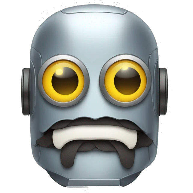 Robot con bigotes cabeza cuadrada conversando  emoji