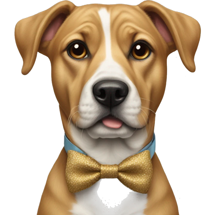 realistic dog portrait with bow tie emoji