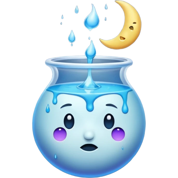 moon melting into sleepy potion drip emoji
