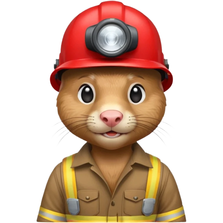 a mole rat, red helmet, headlamp, worker cloth emoji