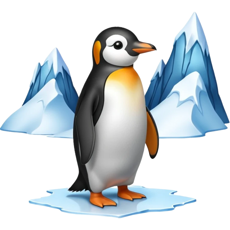 penguin looking to ice mountains emoji