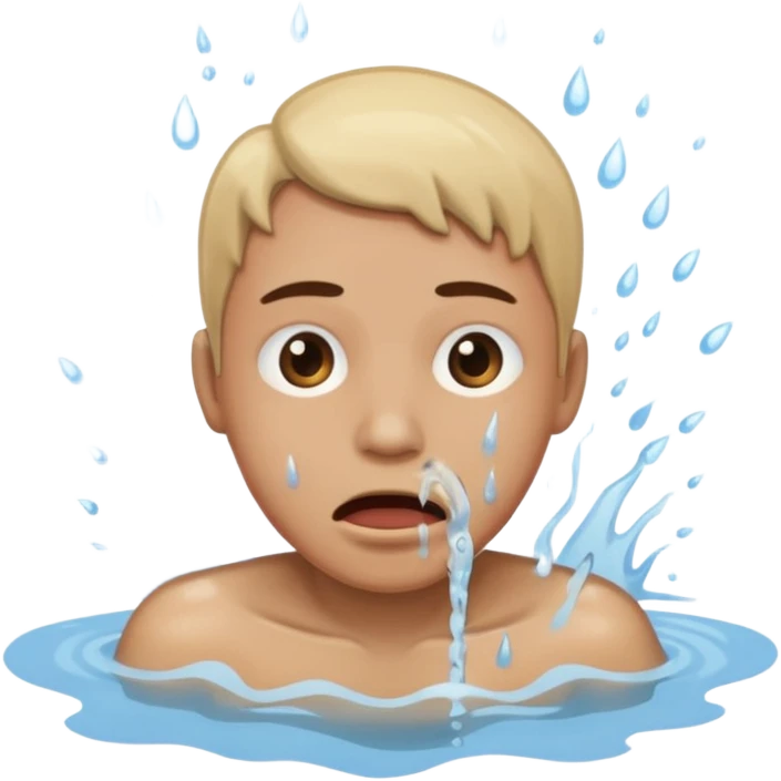 Tête qui se noit dans l’eau avec l’eau qui monte jusqu’à la bouche emoji