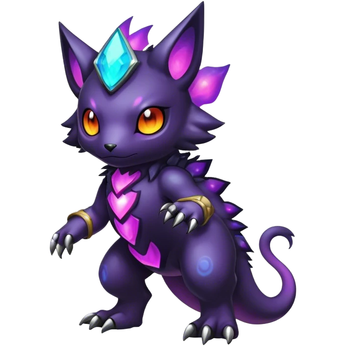 Cute cool colorful dark nebula fantasy-Fakemon-Digimon-animal-hybrid full body emoji