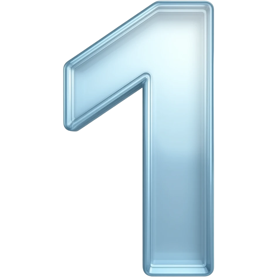 "1" nuber with glass effect emoji