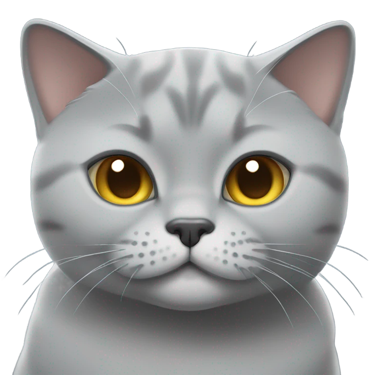 Gray British shorthair cat with a grin  emoji