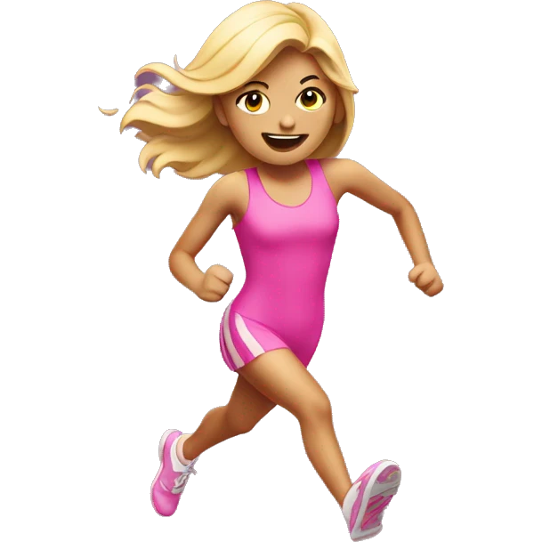 blondie girl running in a pink Costume emoji