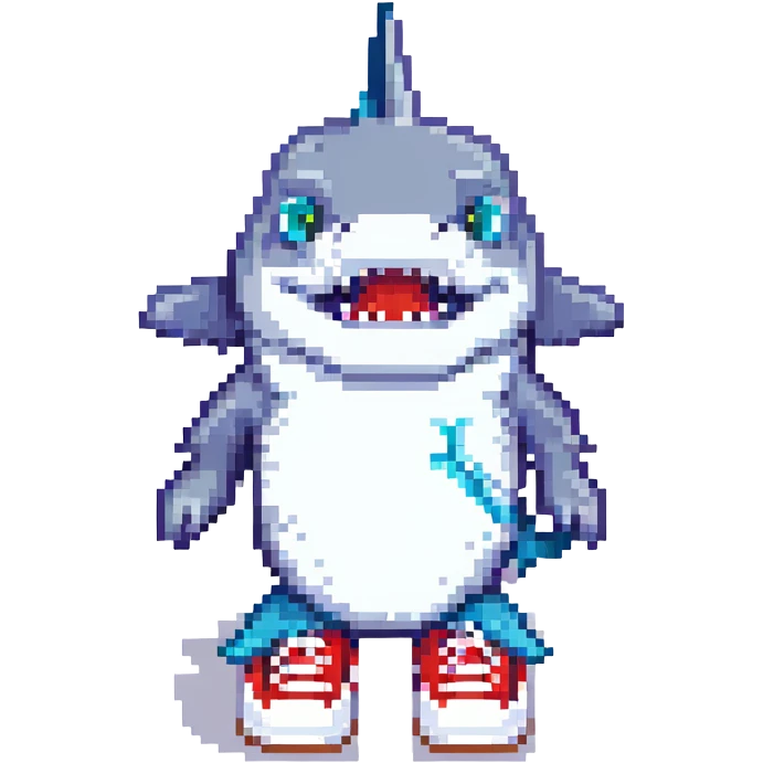 a shark wearing shoes emoji