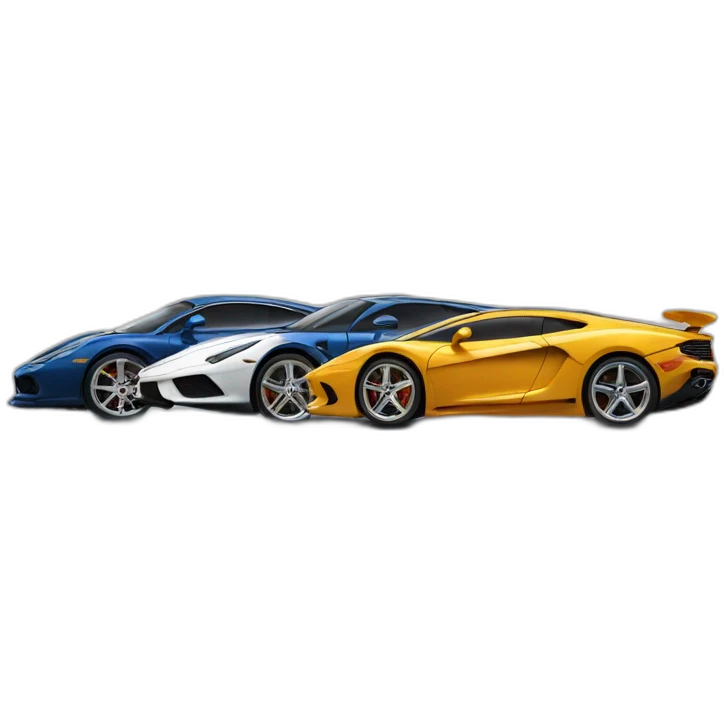 supercars parked next to each other in a line perfectly aligned emoji