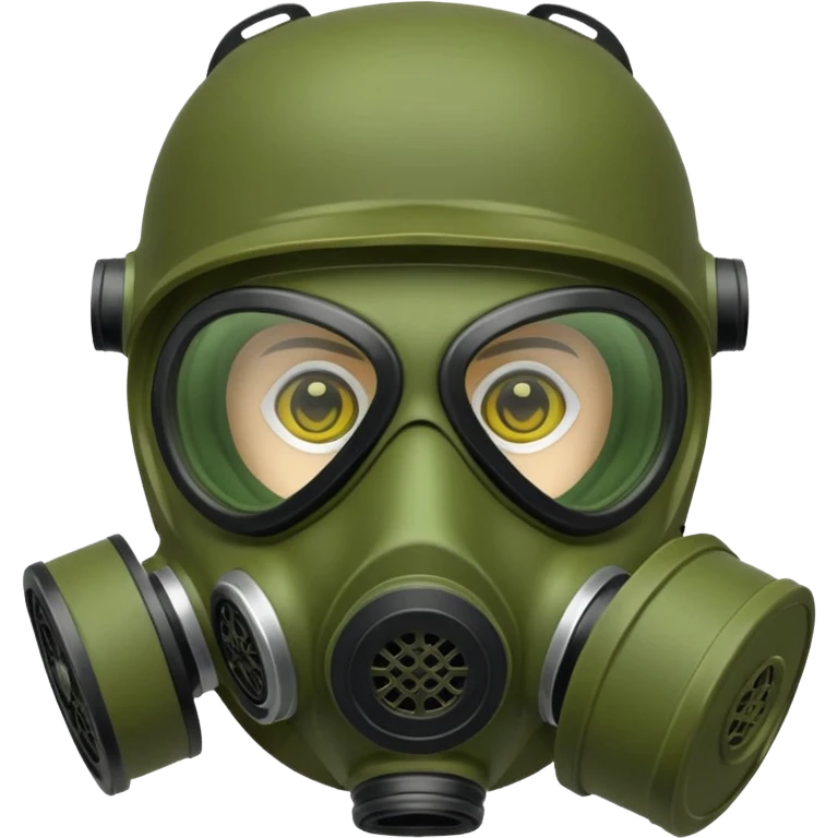 green gas mask, one filter emoji