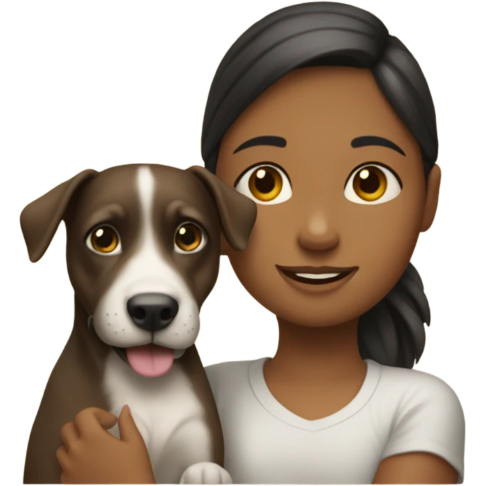 una niña con un perro  emoji