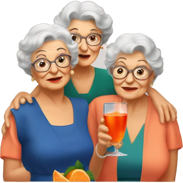 Three beautiful grandma's drinking aperol  emoji