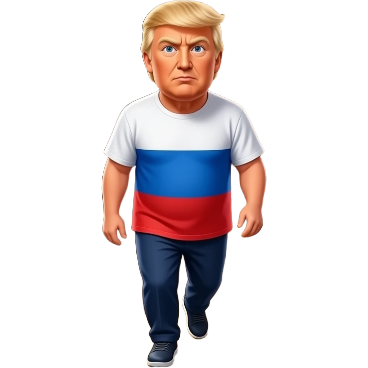 a russian peasant Trump in national shirt waking up in his house emoji
