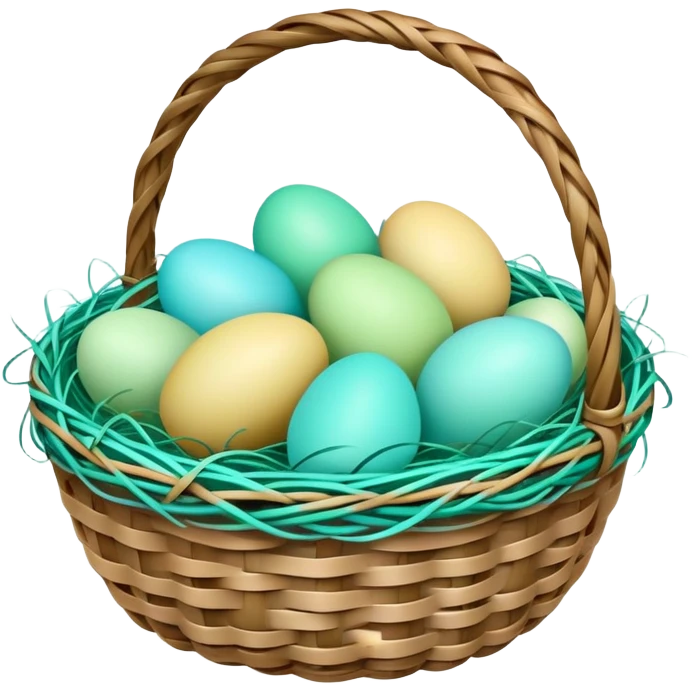 Easter basket with light green and turquoise eggs emoji