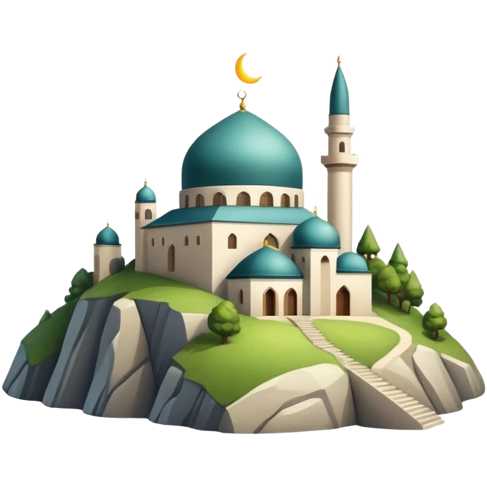Eine burgähnliche moschee auf einem berg emoji