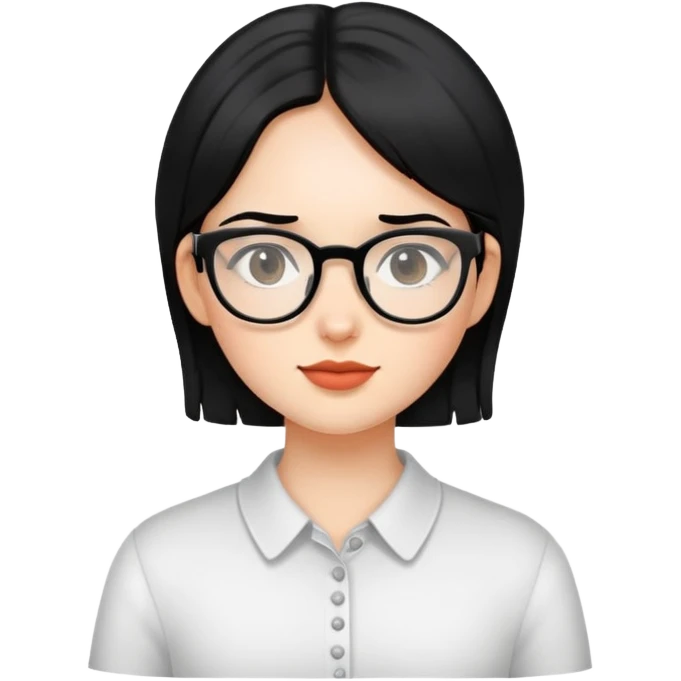 Black haired girl with glasses ￼ emoji