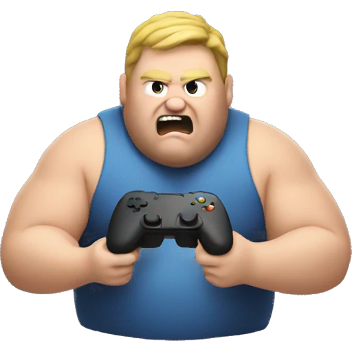 Fat guy raging playing video game emoji