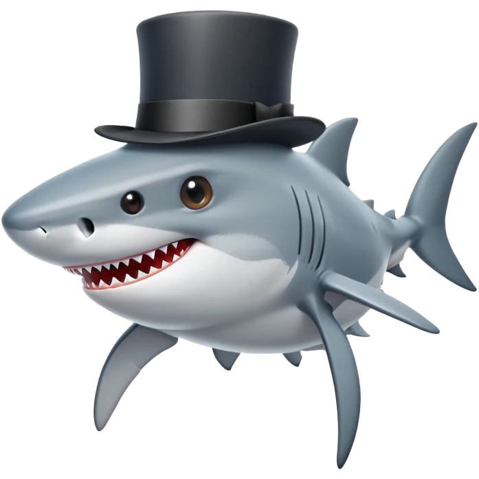 Shark with a top hat emoji