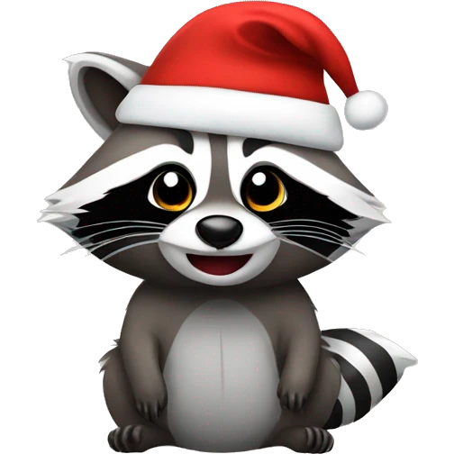 raccoon with Christmas hat emoji