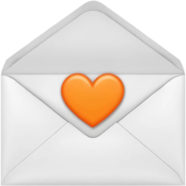 white envelop with small orange heart inside emoji
