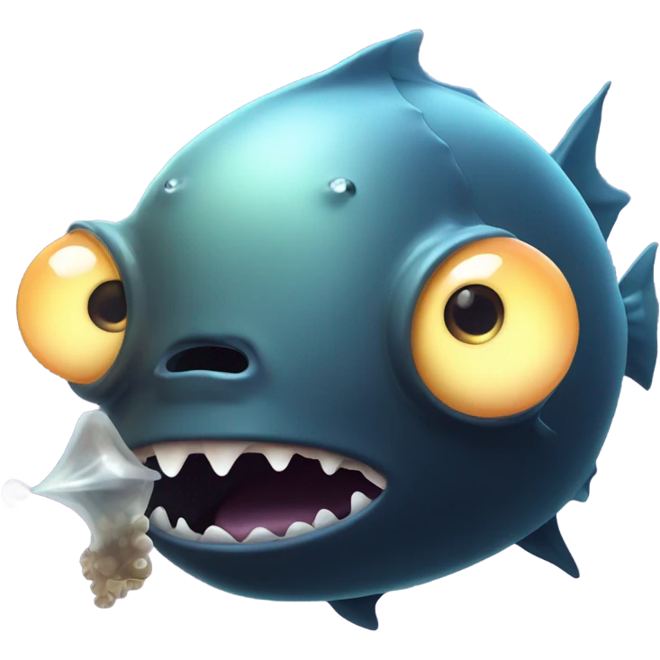 Anglerfish with glowing lure, sharp teeth, and big eyes. emoji