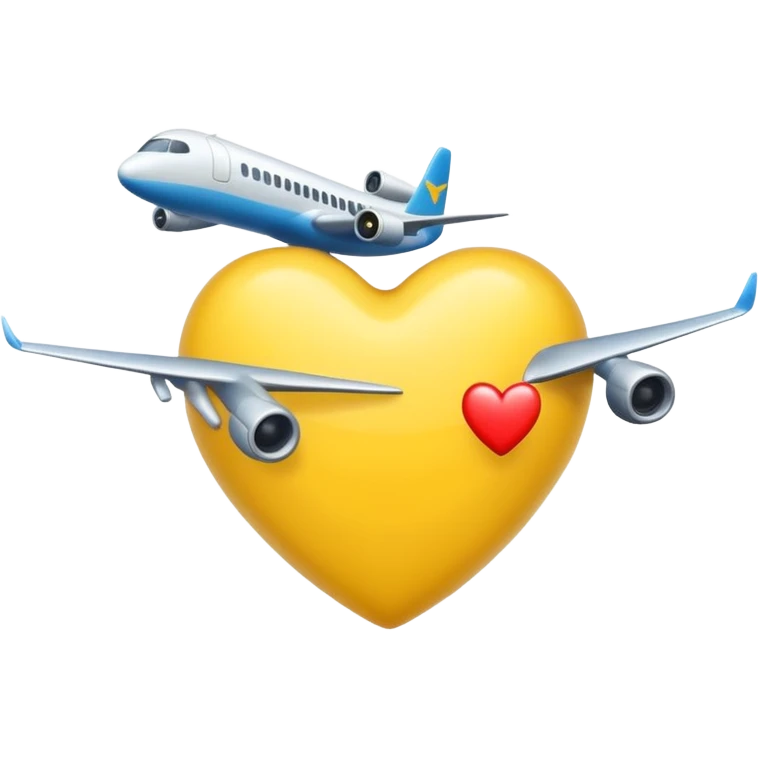 yellow heart with an airplane emoji