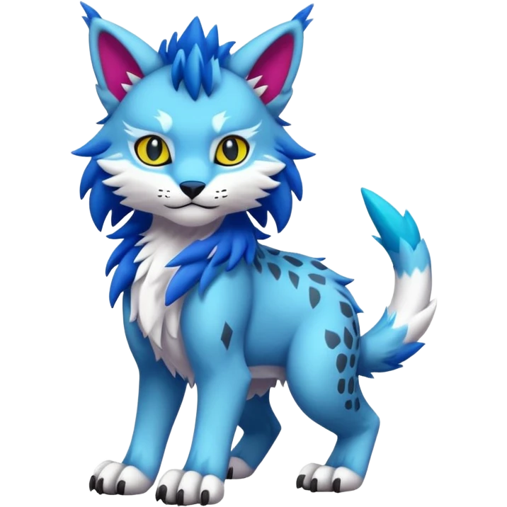Colorful randomly colored tropical kawaii edgy cute Lynx-Sergal-Vernid-Fakémon-Pokémon-creature (full body) emoji