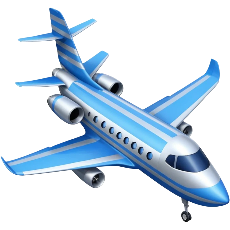 A compact jet with a blue-striped body and angled wings, climbing upward with steady power.
 emoji