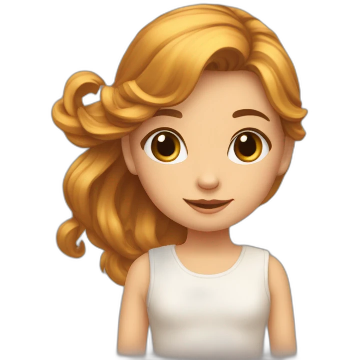 Une petite fille cheveux long etavec un chaton emoji