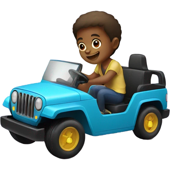 kid in a electric toy jeep  emoji