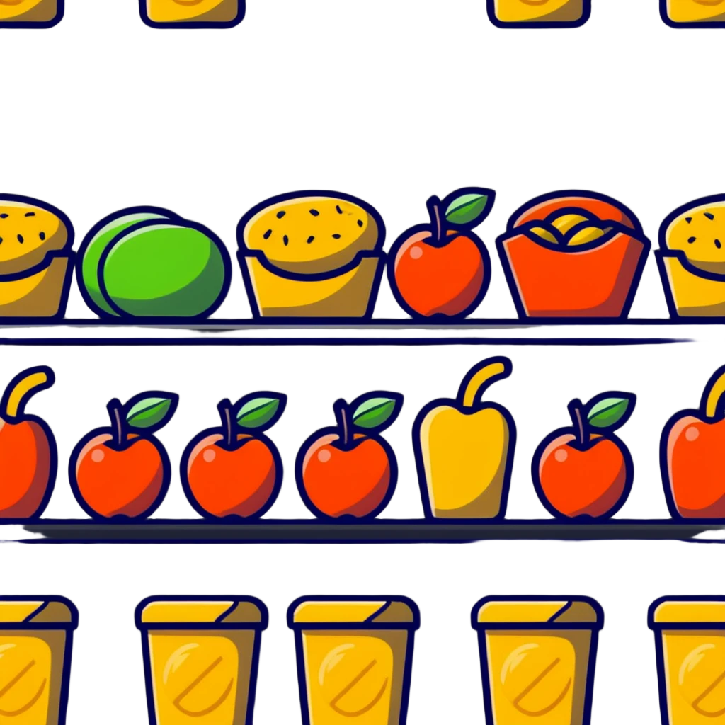 food items lined up in a row emoji