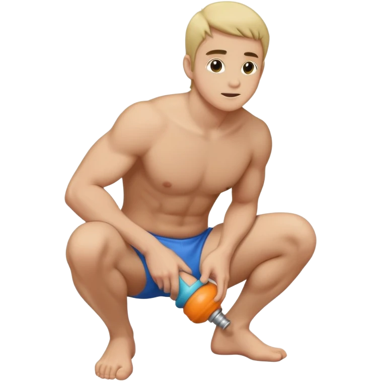 Full body. Naked guy. squatting. Squatting onto dildo. Positioned over dildo. Naked guy anally penetrated. emoji