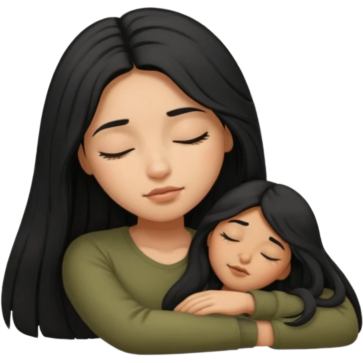 Portugal girl black long hair sleepy êtes emoji