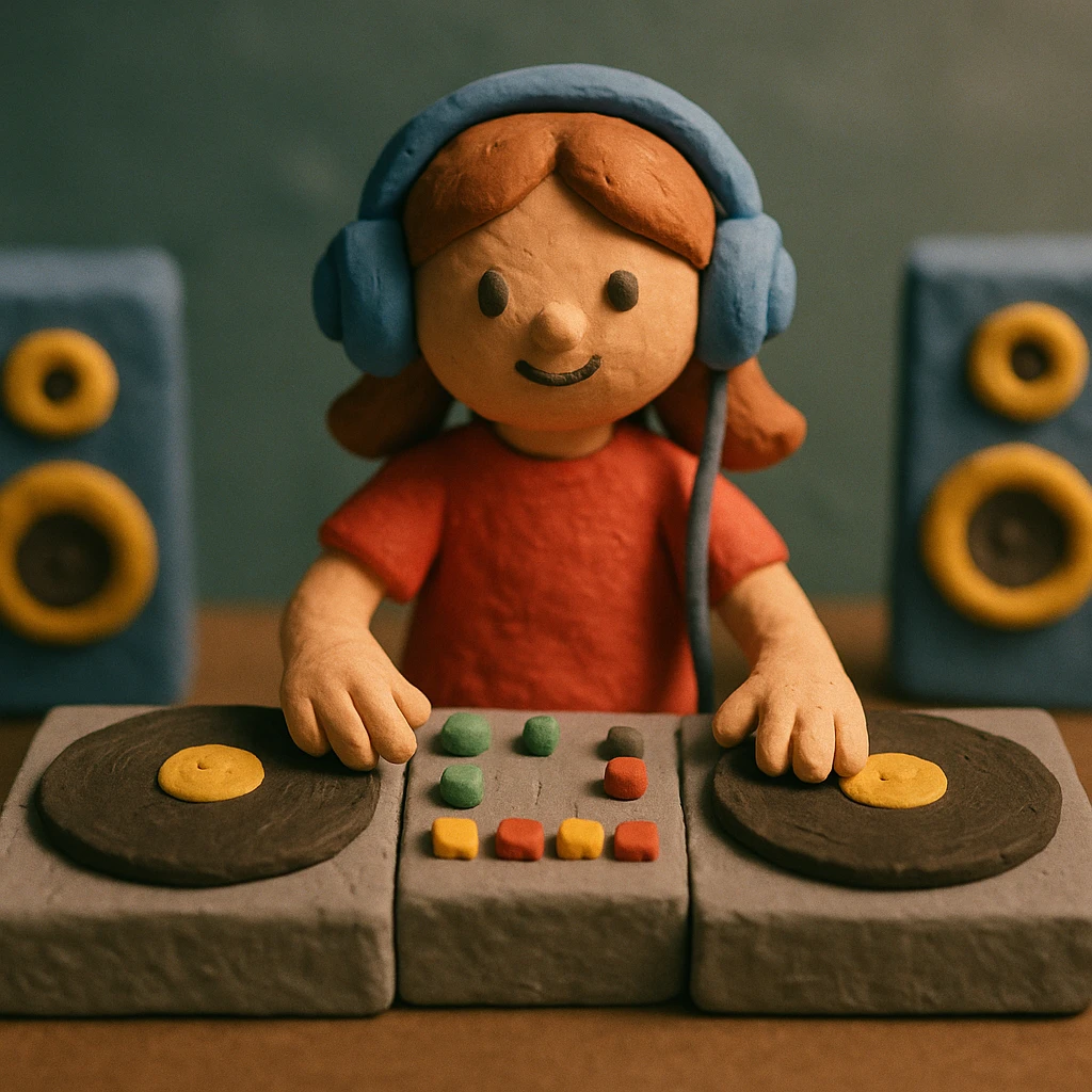 girl playing DJ set emoji