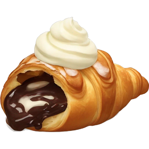 Chocolate croissant with vanilla ice cream  emoji