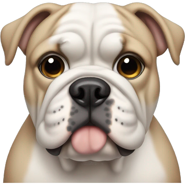 Bulldog with blue eyes and beige and white skin emoji