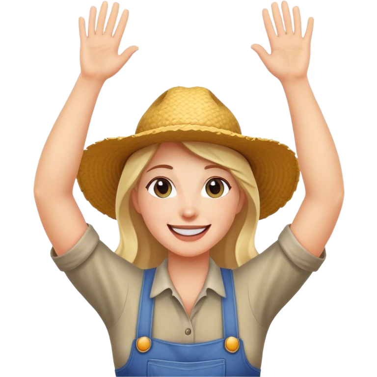 Agricultrice très contente avec les bras en l’air emoji