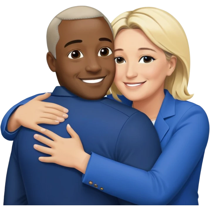 Marine le Pen hugging a black man emoji
