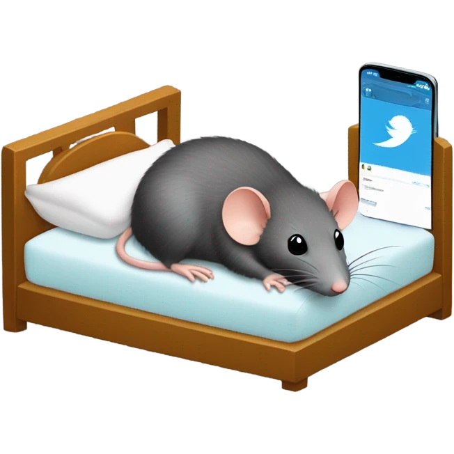 rat laying in bed scrolling on twitter emoji