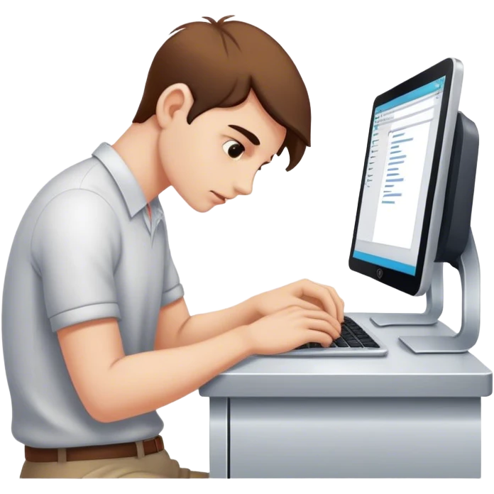 Looking down at the workstation. emoji