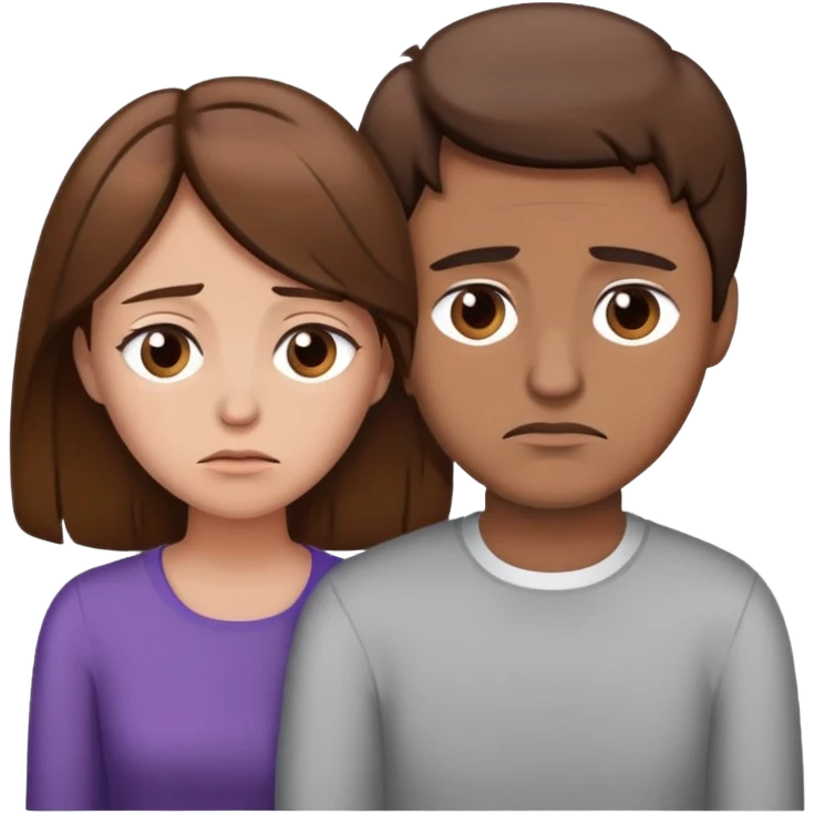 brown hair sad divorced couple emoji