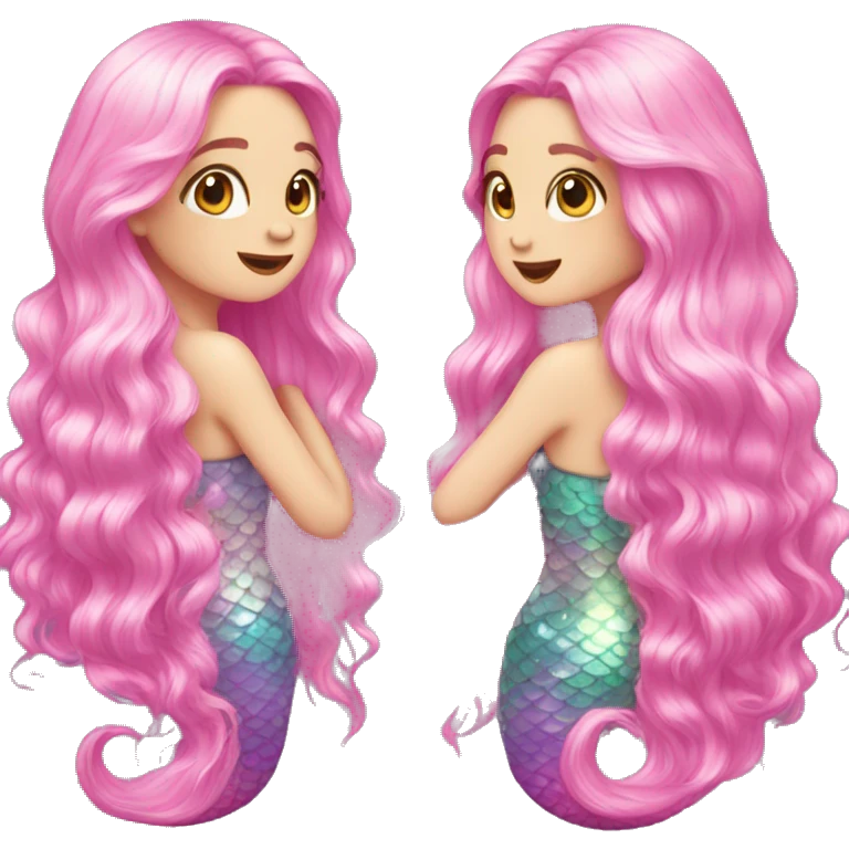 Iridescent mermaid long hair pink emoji