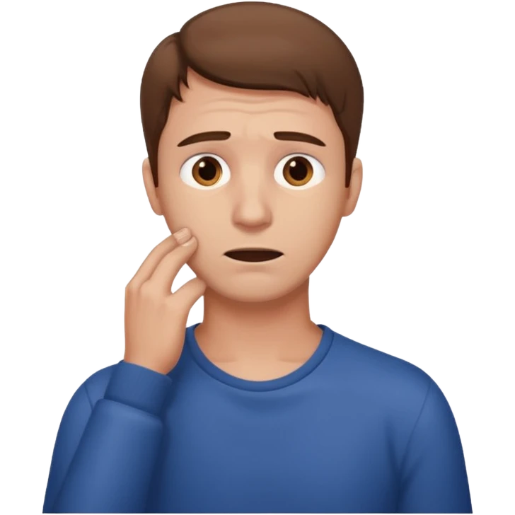 A man looking stressed holding the front of his neck  emoji