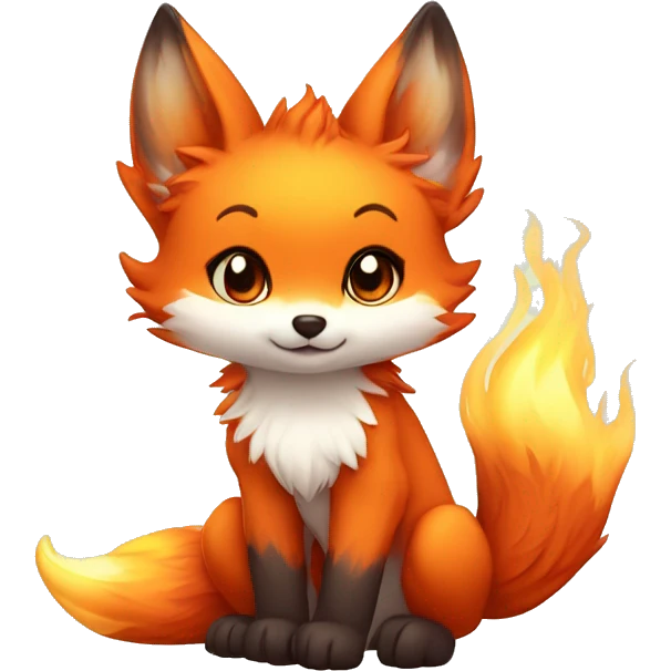 fantasy fire fox cute kawaii emoji