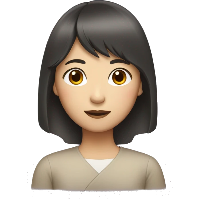 asian woman with bang and brown long hair emoji