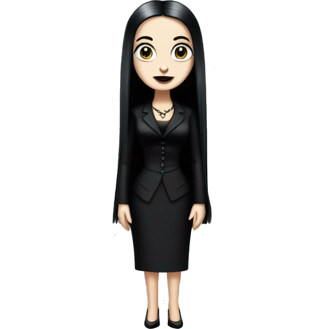 Morticia Addams,cute,showing off, show full body, accessories  emoji