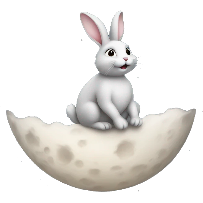  Rabbit sat on the moon with stars in the background emoji