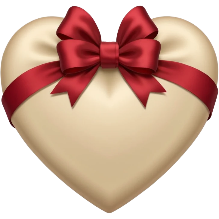 Beige heart with dark red bow emoji