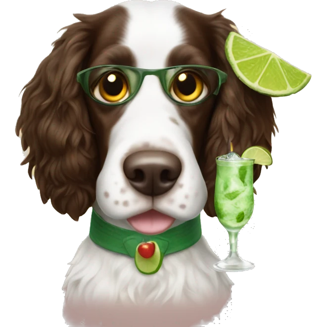 Springer spaniel with a mojito drink emoji