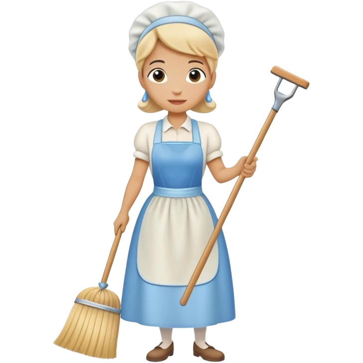 An anthropomorphic bean dressed as a house cleaner. Meant to evoke Cinderella emoji